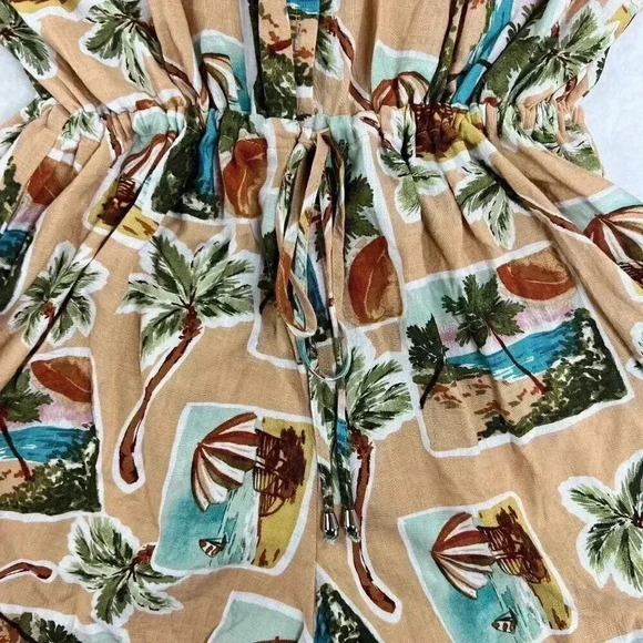 Label Of Love Womens sz L Romper Peach Tropical Print Jumpsuit Playset Vacation - Picture 7 of 12